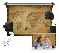Vie Savaran 8x6ft Old World Map Backdrop Vintage Nautical Brown Historical Geographical Distribution Map Minimalist Photography Background Travel Party Adventure Sailling Photo Props Polyester