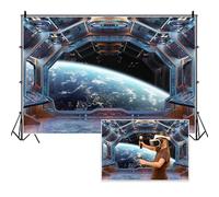 Vie Savaran 8x6ft Spaceship Interior Backdrop Planets Spacecraft Cabin Planet Futuristic Universe Galaxy Photography Background Birthday Party Space Expeditions Studio Photo Props Polyester