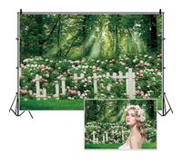 Vie Savaran 9x6ft Spring Tree Backdrop for Wedding Pink Roses Flowers Grass Rustic Garden Fence Forest Photography Background for Bridal Shower Birthday Mothers Day Womens Day Princess Lovers Portrait