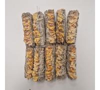VIE Smudge Stick, White Sage and Yellow Sinuata 4", Pack of 10