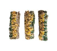 VIE Smudge Stick, White Sage, Green and Yellow Sinuata 4", Pack of 3