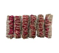 VIE Smudge Sticks, White Sage and Pink Sinuata 4", Pack of 6