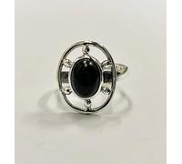 VIE Studded Oval Cabochon Ring (Oval Black Agate)