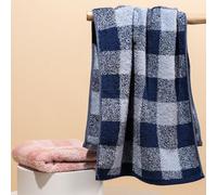 Vie TRIOMPHE 2-Pack 100% Cotton Hand Face Towels, Super Absorbent Quick Dry Crepe Check Design for Bathroom Kitchen Gym Spa Hotel&Guest Use (Pink+Blue, 34x72cm)