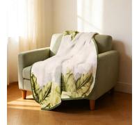 Vie TRIOMPHE Flannel Throw Blanket, 100x150 cm, Banana Leaf Green | Anti static flannel blanket, conductive fibre, double sided plush, banana leaf green, machine washable, for sofa bed