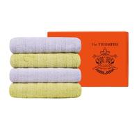 Vie TRIOMPHE Luxury Zero-Twist Cotton Hand Towels Set of 4, 34x80cm Ultra-Soft Long-Staple Cotton Face Towels, Fluffy Absorbent Bathroom Hand Towels for Guest Room Gym, 2 Green 2 Purple