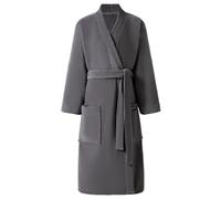 Vie TRIOMPHE Unisex Towelling Bathrobe with Front Pockets 100% Long Staple Cotton Adjustable Belt Hooded Collar Luxury Long Robe Dressing Gown Laundry Bag Grey L