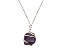 VIE Tumbled Stone Wire Wrap Pendant, 2-3cm (Amethyst)