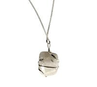 VIE Tumbled Stone Wire Wrap Pendant, 2-3cm, Rainbow Moonstone, One