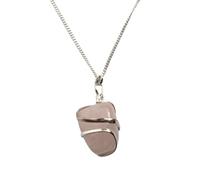 VIE Tumbled Stone Wire Wrap Pendant, 2-3cm, Rose Quartz, One