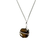 VIE Tumbled Stone Wire Wrap Pendant, 2-3cm, Tigers, Tiger's Eye, One
