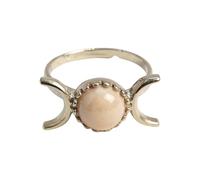 VIE White Bronze Adjustable Ring, Lunar Embrace, 7mm (Round Rose Quartz)