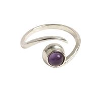 VIE White Bronze Adjustable Ring, Nova Spiral, 5mm (Round Amethyst)
