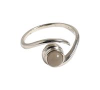 VIE White Bronze Adjustable Ring, Nova Spiral, 5mm (Round Rose Quartz)