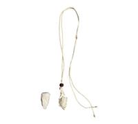 VIE White Macrame Necklace, White Agate Tumbled, with White Agate Rough Cut
