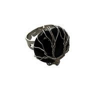 VIE Wire Wrapped Tree of Life Ring, 2cm, Black Obsidian