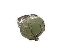 VIE Wire Wrapped Tree of Life Ring, 2cm, Green Aventurine
