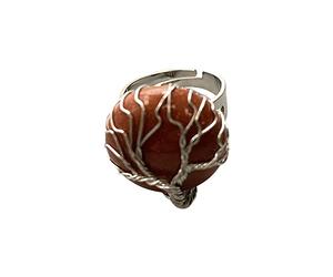 VIE Wire Wrapped Tree of Life Ring, 2cm, Red Goldstone