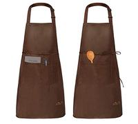 Viedouce 2 Packs Apron Cooking Kitchen Waterproof, Adjustable Chef Apron with Pockets for Home, Restaurant, Craft, Garden, BBQ, School, Coffee House, Apron for Men Women, Brown