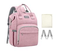 Viedouce Baby Changing Bag, Baby Diaper Bag Nappy Backpack, Maternity Bags with 1 Pcs Diaper Changing Pad and 2 Stroller Straps, Waterproof, Large Capacity for Mom and Dad (Pink)