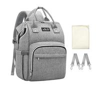 Viedouce Baby Changing Bag, Baby Diaper Bag Nappy Backpack, Maternity Bags with 1 Pcs Diaper Changing Pad and 2 Stroller Straps, Waterproof, Large Capacity for Mom and Dad (Gray)