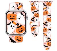 Vieeki Halloween Pumpkin Watch Band for Women Men (Compatible with Apple Watch 42mm 46mm 49mm 41mm 45mm 40mm 44mm) (Replacement Strap for iWatch Series Ultra SE 10 9 8 7 6 5 4 3) Pink Y2 42mm