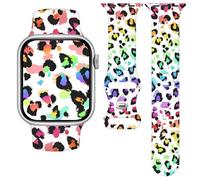 Vieeki Pride Leopard Rainbow Band Compatible with Apple Watch Band 40mm 41mm 42mm (Strap Replacement for iWatch Series SE 11 10 9 8 7 6 5 4 3 for Women Men) 42mm White