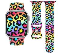 Vieeki Pride Leopard Rainbow Band Compatible with Apple Watch Band 40mm 41mm 42mm (Strap Replacement for iWatch Series SE 11 10 9 8 7 6 5 4 3 for Women Men) 42mm Black