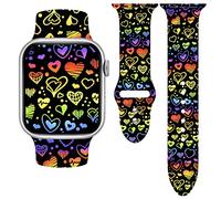 Vieeki Rainbow Love Pride Watch Band Compatible with Apple Watch 38mm 40mm 41mm 42mm 44mm 45mm 46mm 49mm Women Replaceable LGBTQ Silicone Smartwatch Straps for iWatch Series Ultra SE 10 9 8 7 6 5 4 3