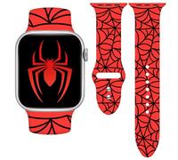 Vieeki Spider Web Halloween Watch Band for Women Man (Compatible with Apple Watch 42mm 46mm 49mm 41mm 45mm 40mm 44mm) (Replacement Strap for iWatch Series Ultra SE 10 9 8 7 6 5 4 3) Red 42mm