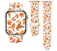 Vieeki Thanksgiving Gnomes Watch Band for Women Men (Compatible with Apple Watch 42mm 46mm 49mm 41mm 45mm 40mm 44mm) (Replacement Strap for iWatch Series Ultra SE 10 9 8 7 6 5 4 3) White V 38mm