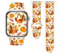 Vieeki Thanksgiving Turkey Watch Band for Women Men (Compatible with Apple Watch 42mm 46mm 49mm 41mm 45mm 40mm 44mm) (Replacement Strap for iWatch Series Ultra SE 10 9 8 7 6 5 4 3) Beige Q 38mm