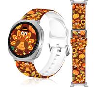 Vieeki Thanksgiving Turkey Watch Bands Compatible with Samsung Galaxy Watch 8 40mm 44mm /8 Classic 46mm (22mm Pattern Silicone Strap with Stainless Steel Adapter) Style 1 22mm