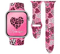Vieeki Valentine's Day Love Watch Band Compatible with Apple Watch Band 40mm 41mm 42mm 44mm 45mm 46mm 49mm for Women Men Lover, Valentines Red Hearts Pattern Strap Replacement for iWatch Series SE 11