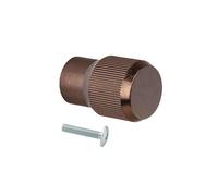 Viefe Brooklyn Cabinet Knob 20mm Brushed Bronze | Knurled and ribbed drawer knob, aluminium chest of drawers, round furniture handle, designer handle, made in Spain