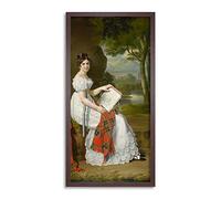 Vieillevoye Woman Sketching In A Landscape C1830 Painting Framed Wall Art Print Long 25X12 Inch