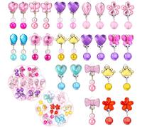 ViEinkaufe 14 Pairs Clip on Earrings for Girls, Colorful Girls Clip on Earrings for Kids, Non-Pierced Princess Play Earring, Kids Jewelry Dress Up Accessories for Party Favors, Birthday Gifts