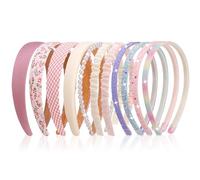 ViEinkaufen 11 PCS Fashion Headbands Set for Women Girls, Cute Pearl Floral Headband and Non Slip Glitter Rainbow Headband with Teeth Wide Headbands Hair Accessories