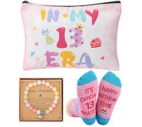 ViEinkaufen 13th Birthday Gifts for Girls,Birthday Presents for 13 Year Old Girls,Makeup Bag Socks Bracelet, Age 13 Teenager Gifts for Daughter Niece Granddaughter Sisters Friends