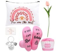 ViEinkaufen 18th Birthday Gifts for Girls, 18 Years Fluffy Socks with Inspirational Keyring & Makeup Bag Set Perfect 18 Year Old Gifts for Daughter, Birthday Present for Granddaughter, Niece, Friends
