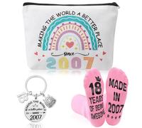 ViEinkaufen 18th Birthday Gifts for Girls 2007 Birthday Gifts Makeup Bag and 18 Years Socks,Inspirational Keyring,18 Year Old Present for Daughter, Niece, Granddaughter, Friends, Students