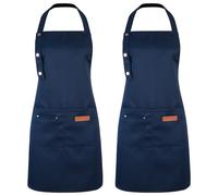 ViEinkaufen 2 Pack Adjustable Kitchen Apron for Women - Waterproof Chef Aprons Bakers Cooking Apron with 2 Large Pockets, Unisex Resuable Canvas Apron for Home Kitchen, Restaurant, Coffee, BBQ