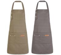 ViEinkaufen 2 Pack Aprons for Men Women with Pockets,Waterproof Adjustable Chef Apron for Cooking, Baking, Gardening, BBQ, Craft Working, Painting