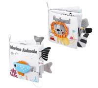 Vieinkaufen 2 Pack Baby Books Toys Crinkle Books For Babies 0-6 Months Baby Bath Cloth Book Washable Newborn Toys Sensory Book For Early Development Shower Present