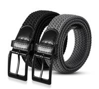 ViEinkaufen 2 pieces Belts Men, Elastic Braided Stretch Belt Unisex Mens Women Belt Woven Trouser Belts for Jeans, Shorts, Trousers Casual Work, 105cm/41.33inch, Black, Grey