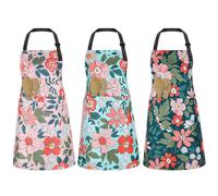 ViEinkaufen 3 Pack Aprons for Women, Flower Adjustable Chef Apron with Pockets, Aprons for Cooking, Waterproof Apron for Hairdressing Gardening Home Kitchen Restaurant