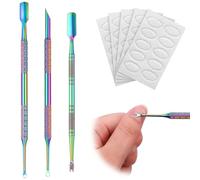 ViEinkaufen 3 Pack Cuticle Pusher Tool with 5 Sheet Sandpaper, Stainless Steel Double End Nail Cuticle Remover Sticks Nail Scraper Trimmer for Manicure Pedicure