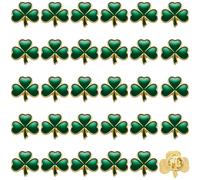 ViEinkaufen 30 Pcs Clover Lapel Pins St Patrick's Day Shamrock Pin Badge Three Leaf Pins Irish Festival Lucky Gifts Shamrock Label Brooch St Patricks Day Accessories for Women Men T-Shirts Hats Bags