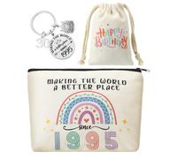 ViEinkaufen 30th Birthday Gifts for Women Rainbow Small Travel Makeup Bag Inspirational Keyring Thank You Gifts Birthday Present for Wife Mum Auntie Sisters Teacher Friends