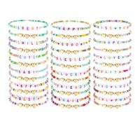 ViEinkaufen 36 Pcs Colorful Friendship Bracelet Set,Bulk Stackable Letter Beaded Bracelets for Girls Women Friends Party Accessories